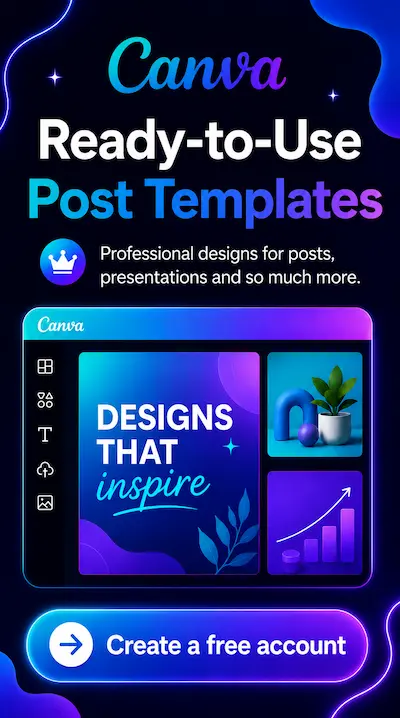 Canva ready-to-use post templates. Create a free account.